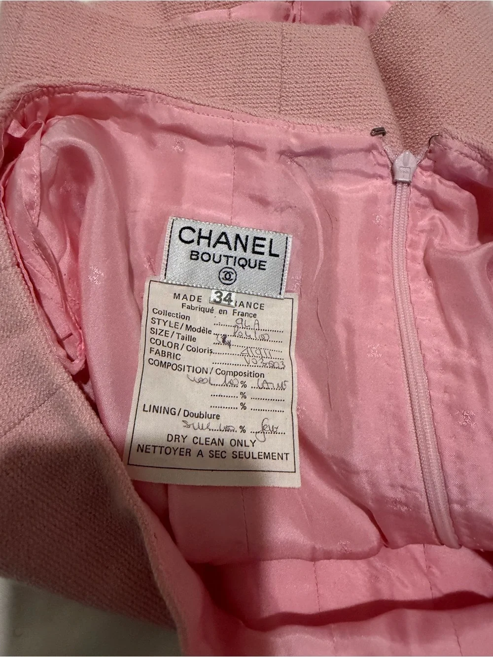CHANEL Mauve Pink Tailored Mini Skirt, Sz 6, pre-owned